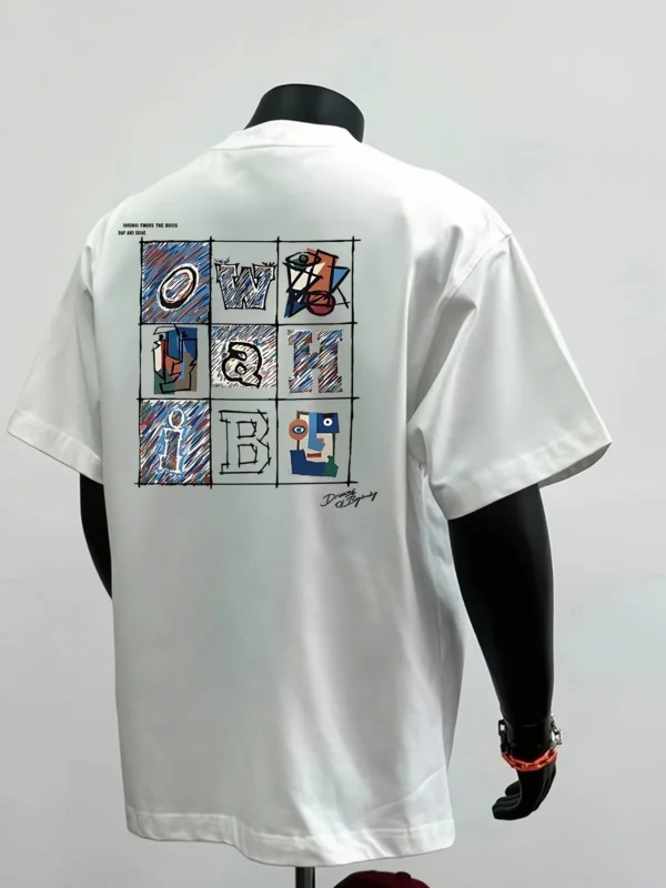 Mens 100% Cotton Short-sleeved T-shirt Summer Round Neck Casual Comfortable Top with Simple Print Trendy Versatile Looks Great